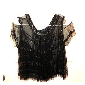 Free People Black Sequin Top